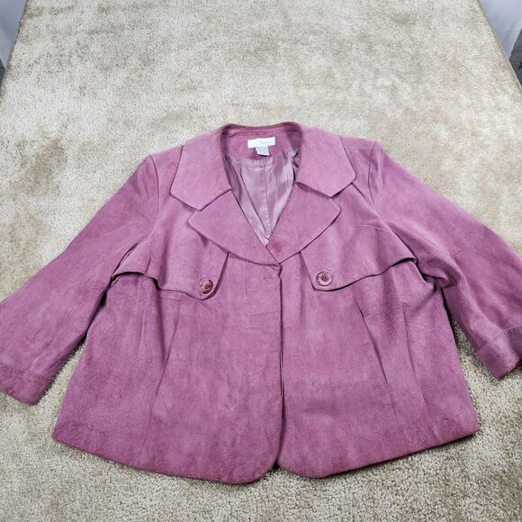 Vintage SPIEGEL Pink Leather Suede Velour Jacket Boho Western Jacket Sz 18w - Picture 1 of 9